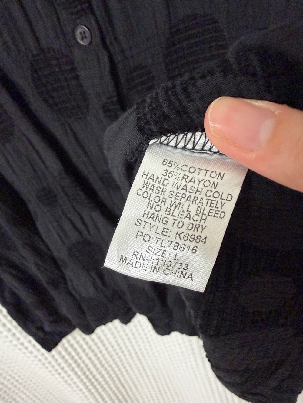 Umgee Black Button Down Polka Dot Textured Large Top - Picture 5 of 6